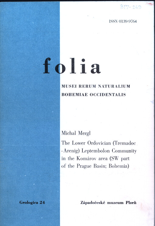 The Lower Ordovician (Tremadoc-Arenig) Leptembolon Community in the Komárov area (SW part of the Prague Basin, Bohemia)