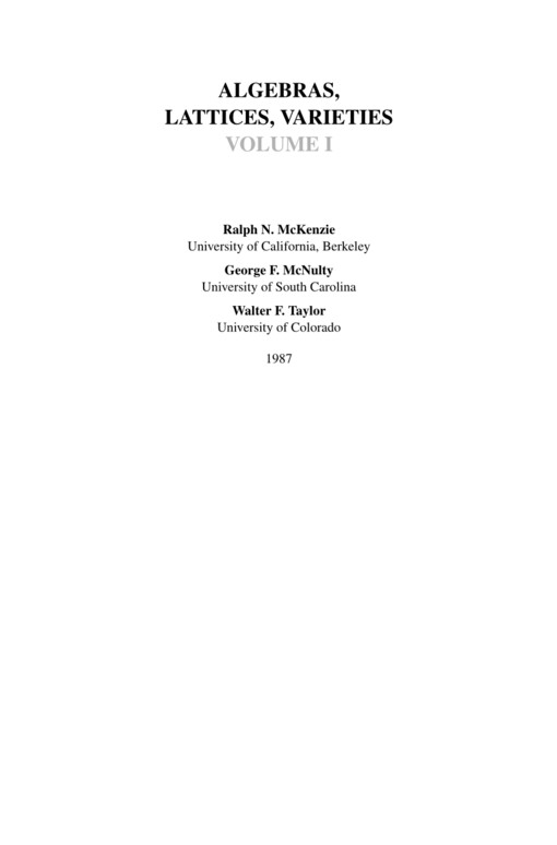 Algebras  Lattices  Varieties (Wadsworth English for Academic Purposes Series)