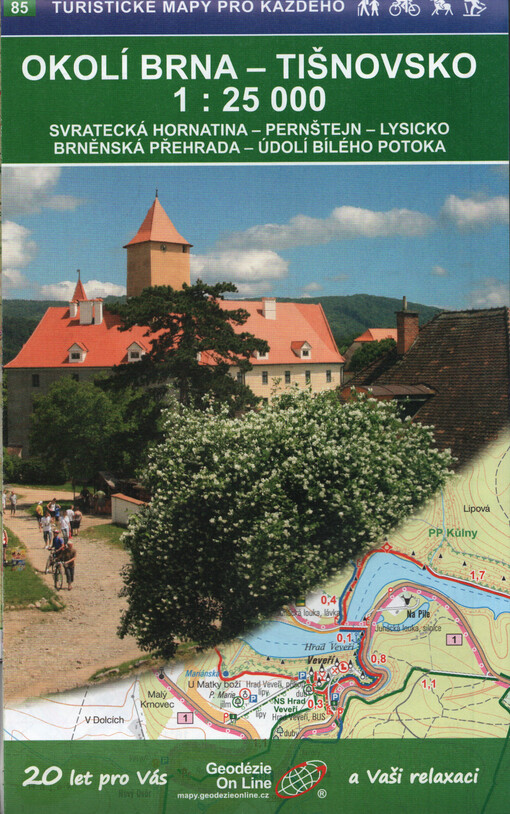Okolí Brna - Tišnovsko : Svratecká hornatina, Pernštejn, Lysicko, Brněnská přehrada, údolí Bílého potoka : cykloturistická, turistická a lyžařská mapa 1:25 000