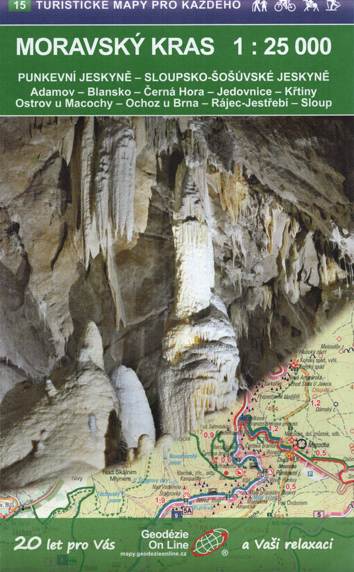 Moravský kras : Punkevní jeskyně, Sloupsko-šošůvské jeskyně, Adamov, Blansko, Černá Hora, Jedovnice, Křtiny, Ostrov u Macochy, Ochoz u Brna, Rájec-Jestřebí, Sloup : cykloturistická, turistická a lyžařská mapa