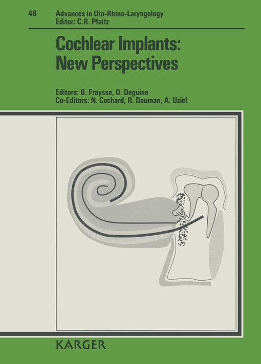 Cochlear implants : new perspectives : international symposium, Toulouse, June 2-3, 1992