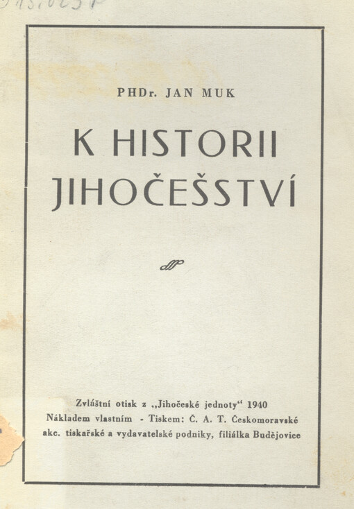 K historii jihočešství