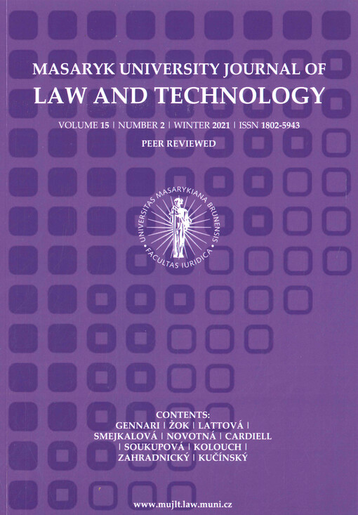Masaryk University journal of law and technology