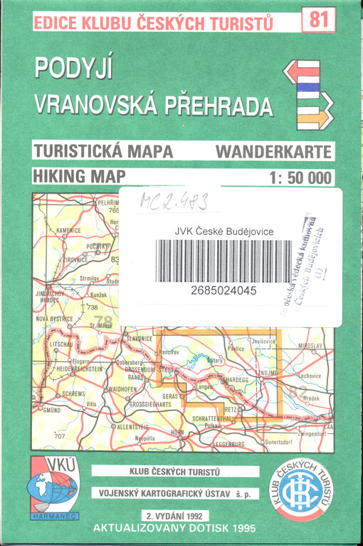 Podyjí turistická mapa 1:50 000