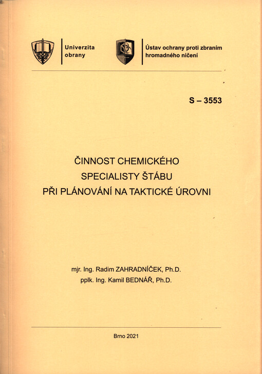 Činnost chemického specialisty štábu při plánování na taktické úrovni
