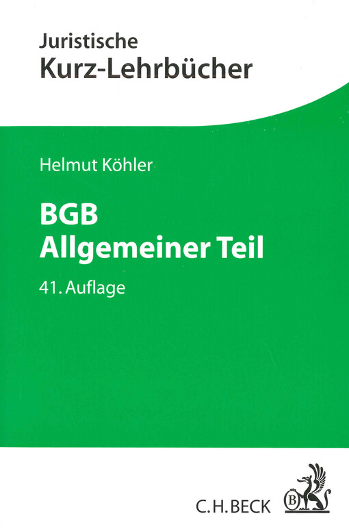 BGB : allgemeiner Teil : ein Studienbuch