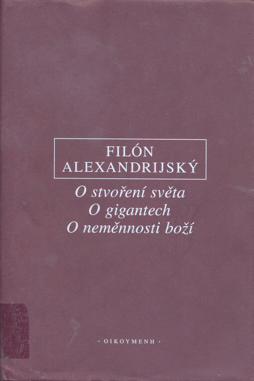 O stvoření světa: O gigantech ; O neměnnosti boží : řecko-česky