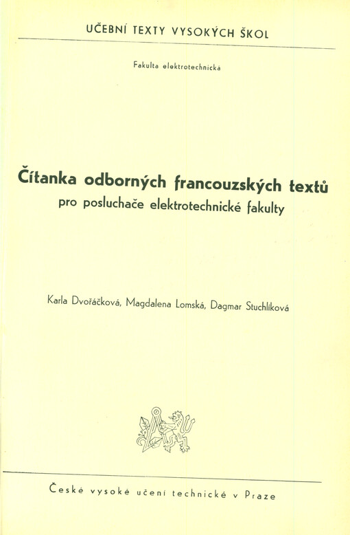 Čítanka odborných francouzských textů pro posluchače elektrotechnické fakulty