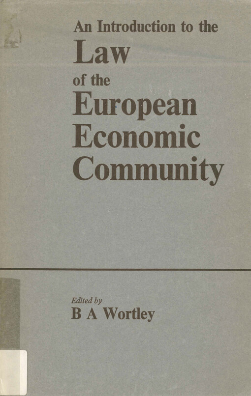 An introduction to the law of the European Economic Community