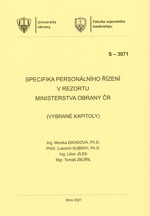 Specifika personálního řízení v rezortu Ministerstva obrany ČR : (vybrané kapitoly)