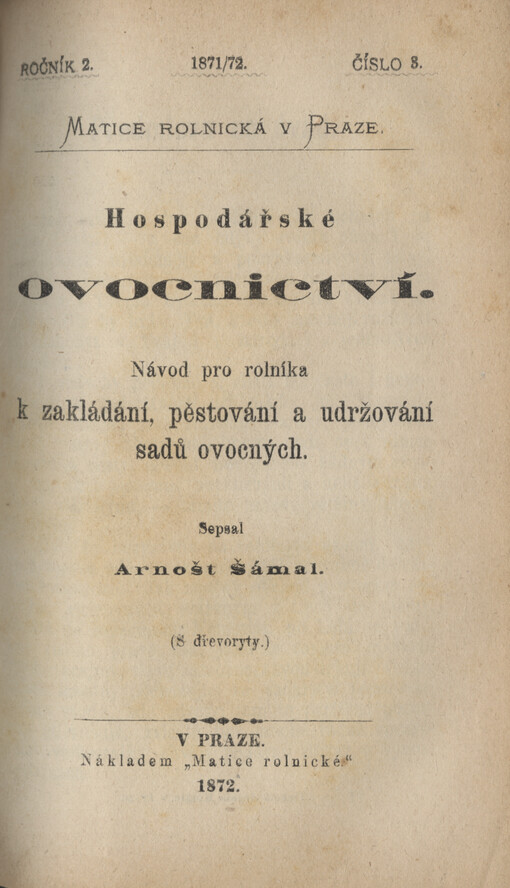 Hospodářské ovocnictví : návod pro rolníka k zakládání, pěstování a udržování sadů ovocných