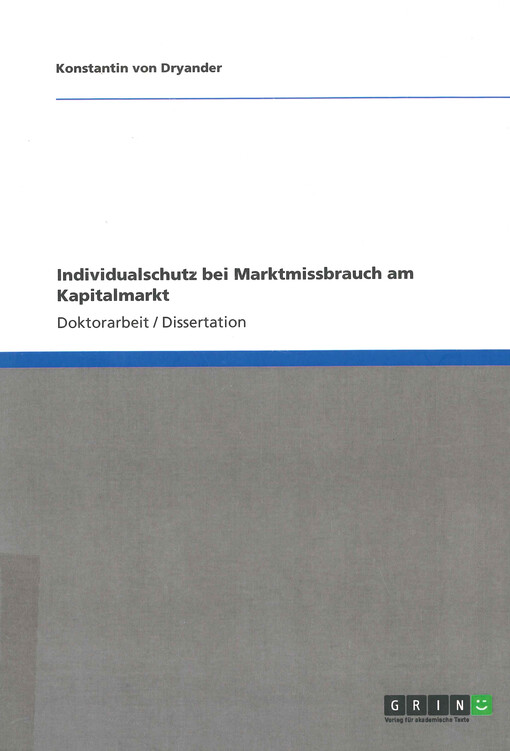 Individualschutz bei Marktmissbrauch am Kapitalmarkt