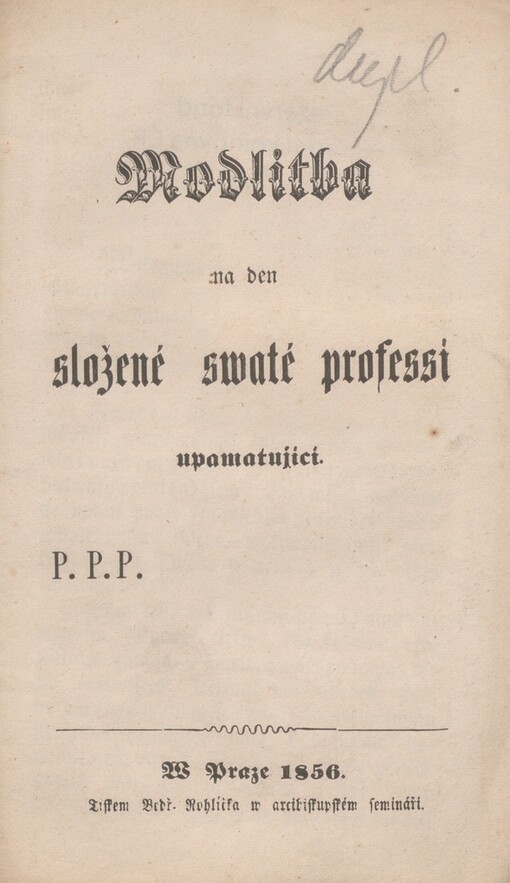 Modlitba na den složené swaté professi upamatující