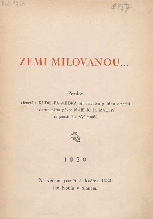 Zemi milovanou: na věčnou pamět 7. května 1939