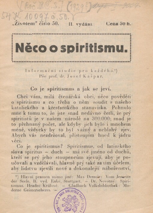 Něco o spiritismu: informační studie pro každého