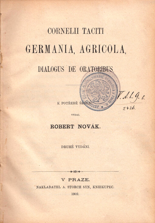 Taciti Cornelii, Germania, Agricola, Dialogus de oratoribus