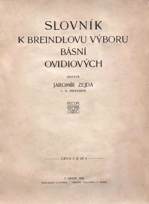 Slovník k Breindlovu výboru básní Ovidiových