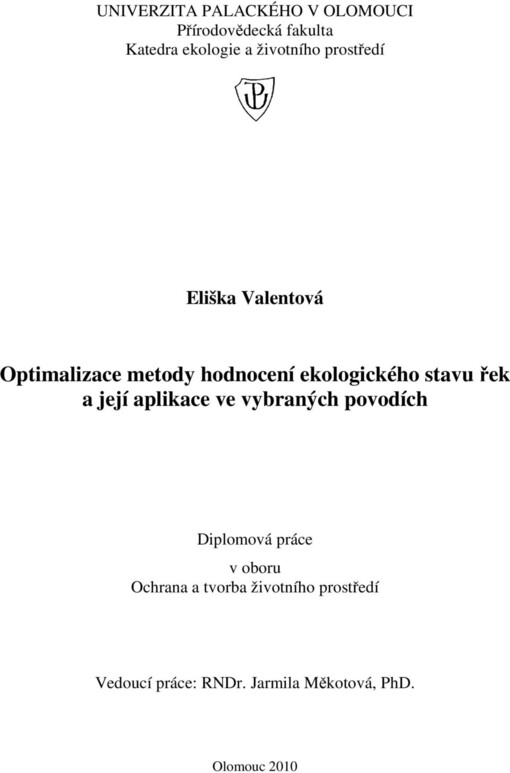 Metodika optimalizace říční krajiny s důrazem na rozvoj biodiverzity a katalog opatření