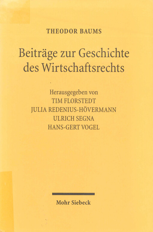 Beiträge zur Geschichte des Wirtschaftsrechts