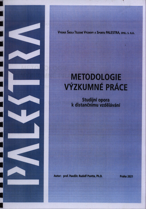 Metodologie výzkumné práce : studijní opora k distančnímu vzdělávání