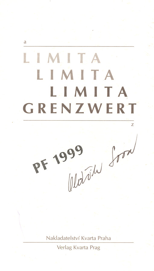 Limita : matematické epištoly = Grenzwert : mathematische Episteln
