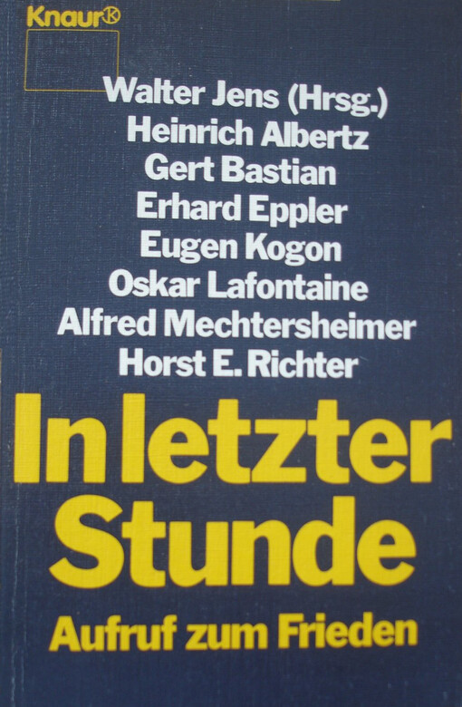 In letzter Stunde. Aufruf zum Frieden.