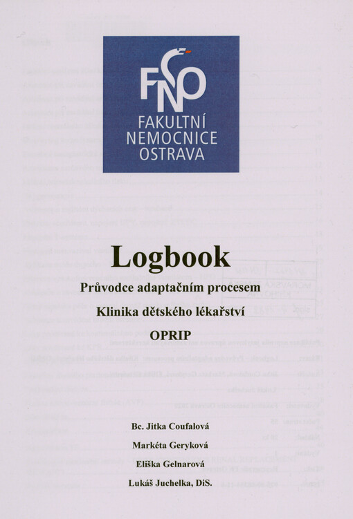 Logbook : průvodce adaptačním procesem : Klinika dětského lékařství, OPRIP
