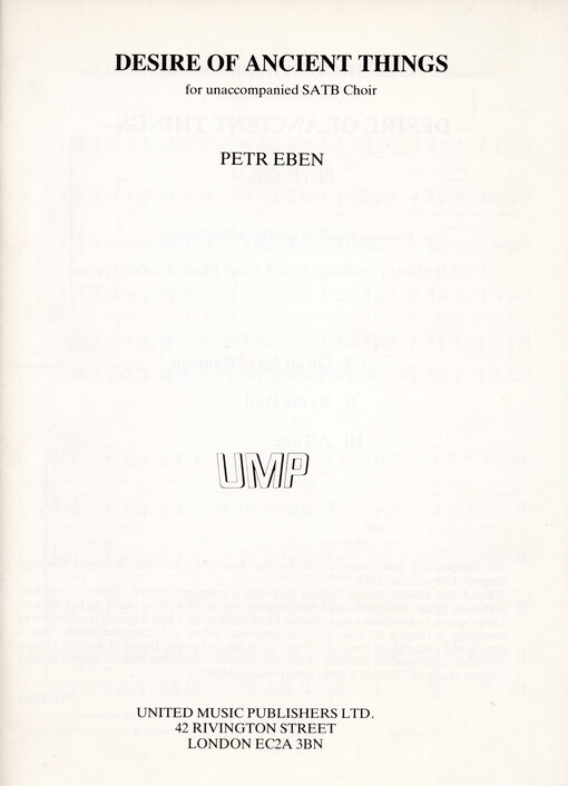 Desire of Ancient Things Three Madrigals