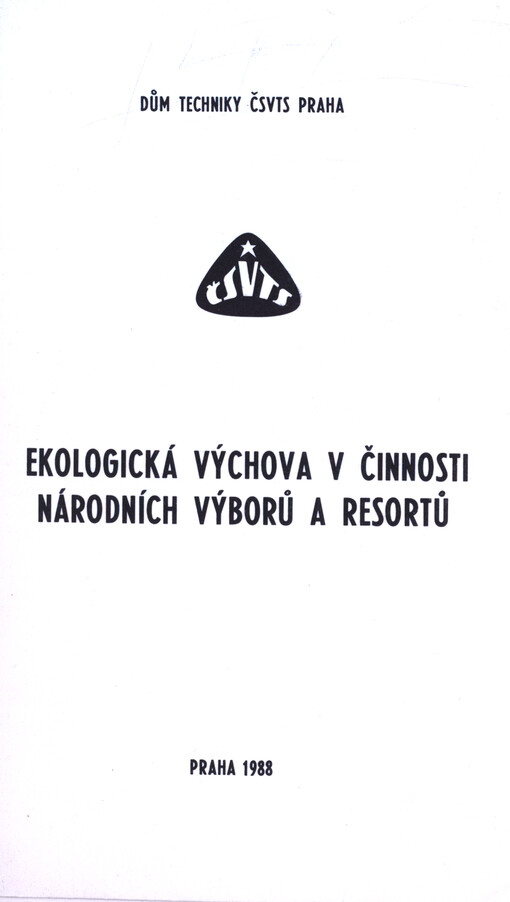 Ekologická výchova v činnosti národních výborů a resortů