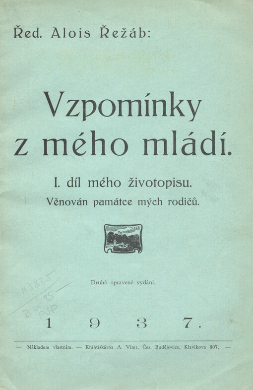 Vzpomínky z mého mládí : I. díl mého životopisu