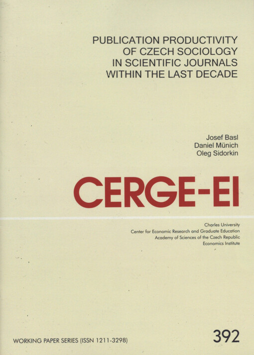 Publication productivity of Czech sociology in scientific journals within the last decade