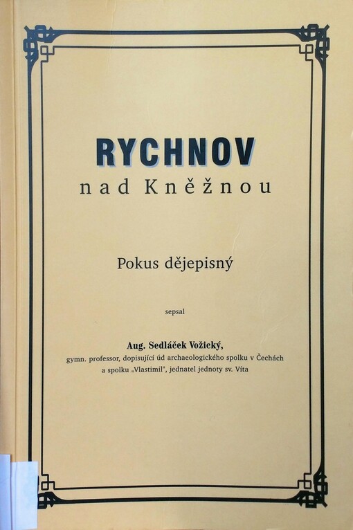 Rychnov nad Kněžnou : pokus dějepisný /