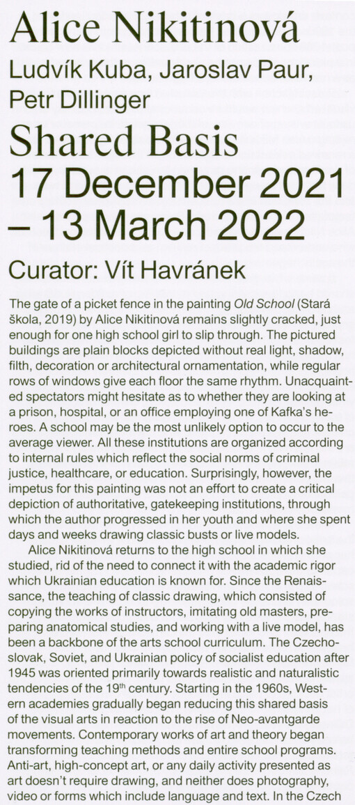 Alice Nikitinová : shared basis : Ludvík Kuba, Jaroslav Paur, Petr Dillinger : 17 December 2021 - 13 March 2022
