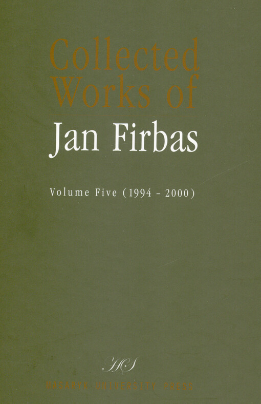 Collected works of Jan Firbas, 5. díl