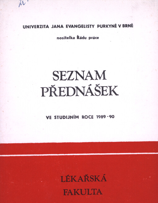 Seznam přednášek na Lékařské fakultě ve studijním roce 1989/90