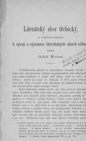 Literátský sbor třebický se zvláštním zřetelem k vývoji a významu literátských sborů vůbec