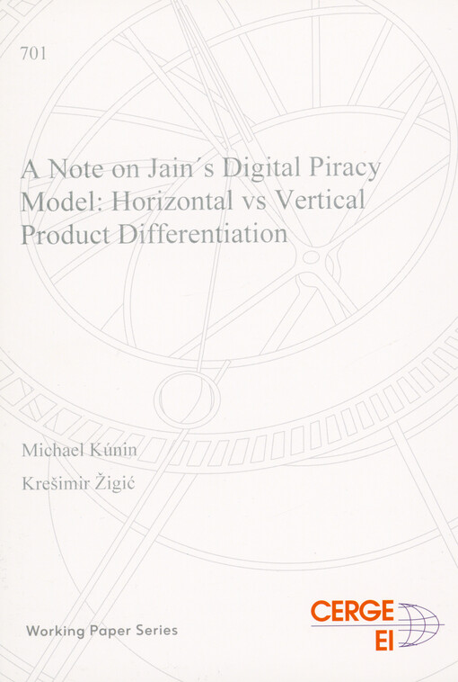 A note on Jain's digital piracy model: horizontal vs vertical product differentiation