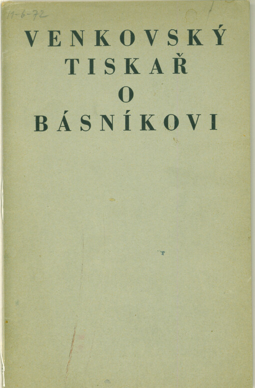 Venkovský tiskař o básníkovi