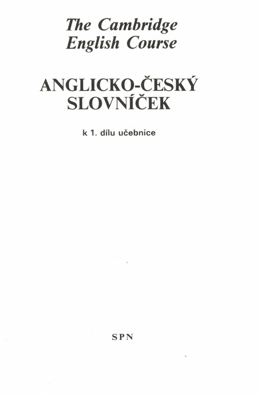 The Cambridge English course 1, Slovníček