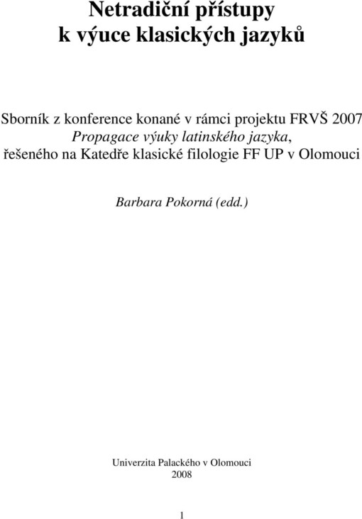 Netradiční přístupy k výuce klasických jazyků