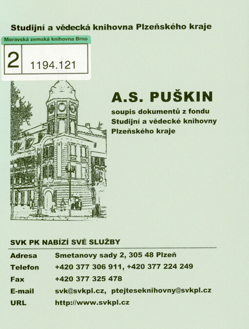 A.S. Puškin : soupis dokumentů z fondu Studijní a vědecké knihovny Plzeňského kraje