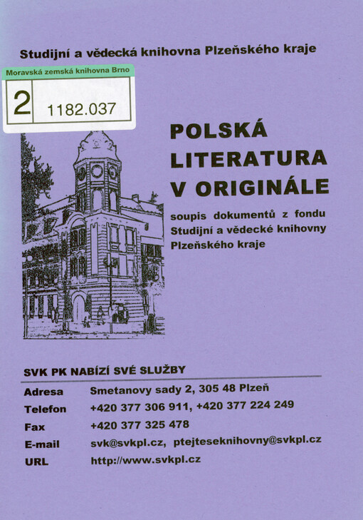 Polská literatura v originále : soupis dokumentů z fondu Studijní a vědecké knihovny Plzeňského kraje
