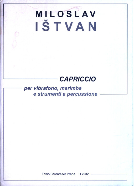 Capriccio pro vibrafon, marimbu a bicí nástroje für Vibraphon, Marimbaphon und Schlaginstrumente = for Vibraphone, Marimba and Percussion