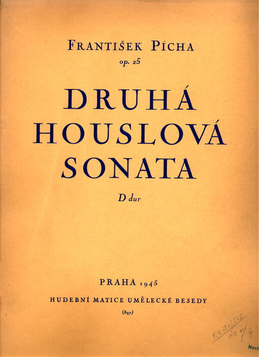 Druhá houslová sonata D dur : op.25