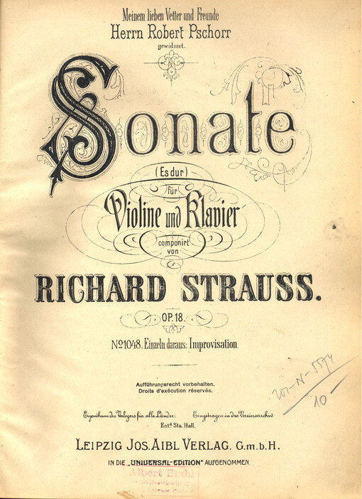 Sonate Es dur für Violine und Klavier Op. 18