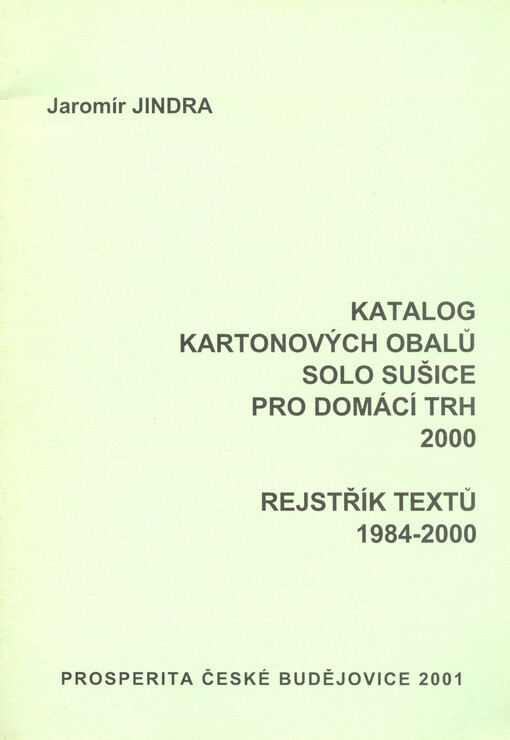 Katalog kartonových obalů Solo Sušice pro domácí trh 2000