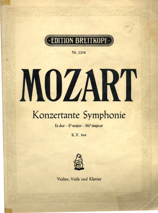 Konzertante Symphonie für Violine, Viola und Orchester Es dur K. V. 364
