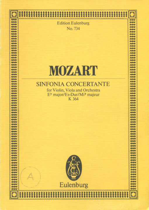 Sinfonia concertante for violin, viola and orchestra : E [flat] major : K 364