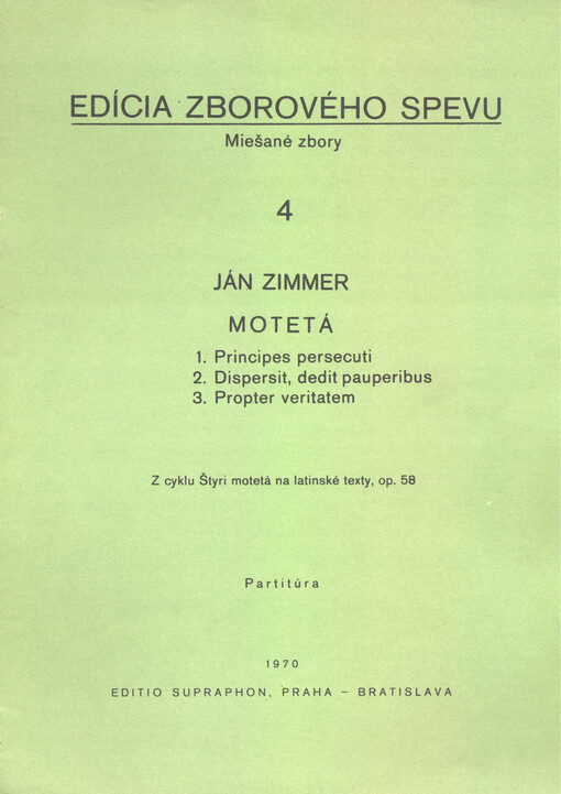 Motetá z cyklu Štyri motetá na latinské texty, op. 58