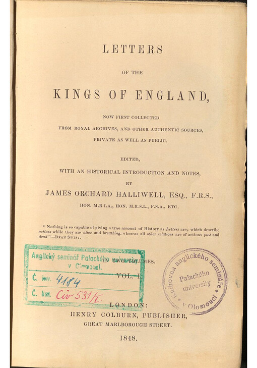Letters of the Kings of England. In two Volumes. Vol.I